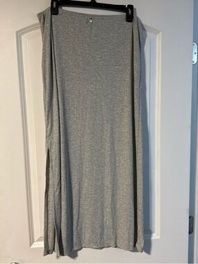 Auden Light Gray Variegated Ribbed Sleep Skirt L Lounge Maxi NWT…281